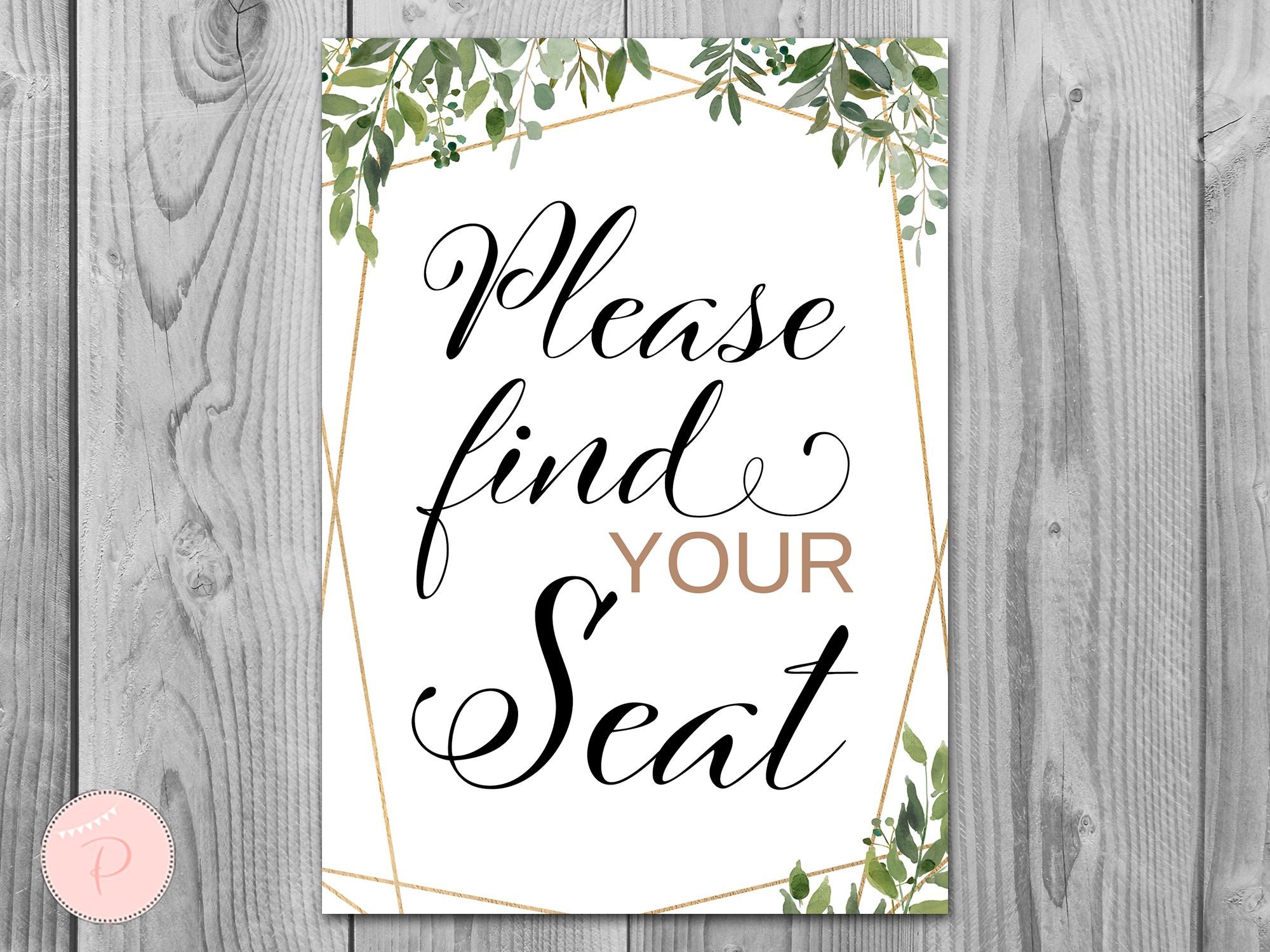 Printable Find Your Seat Wedding Sign