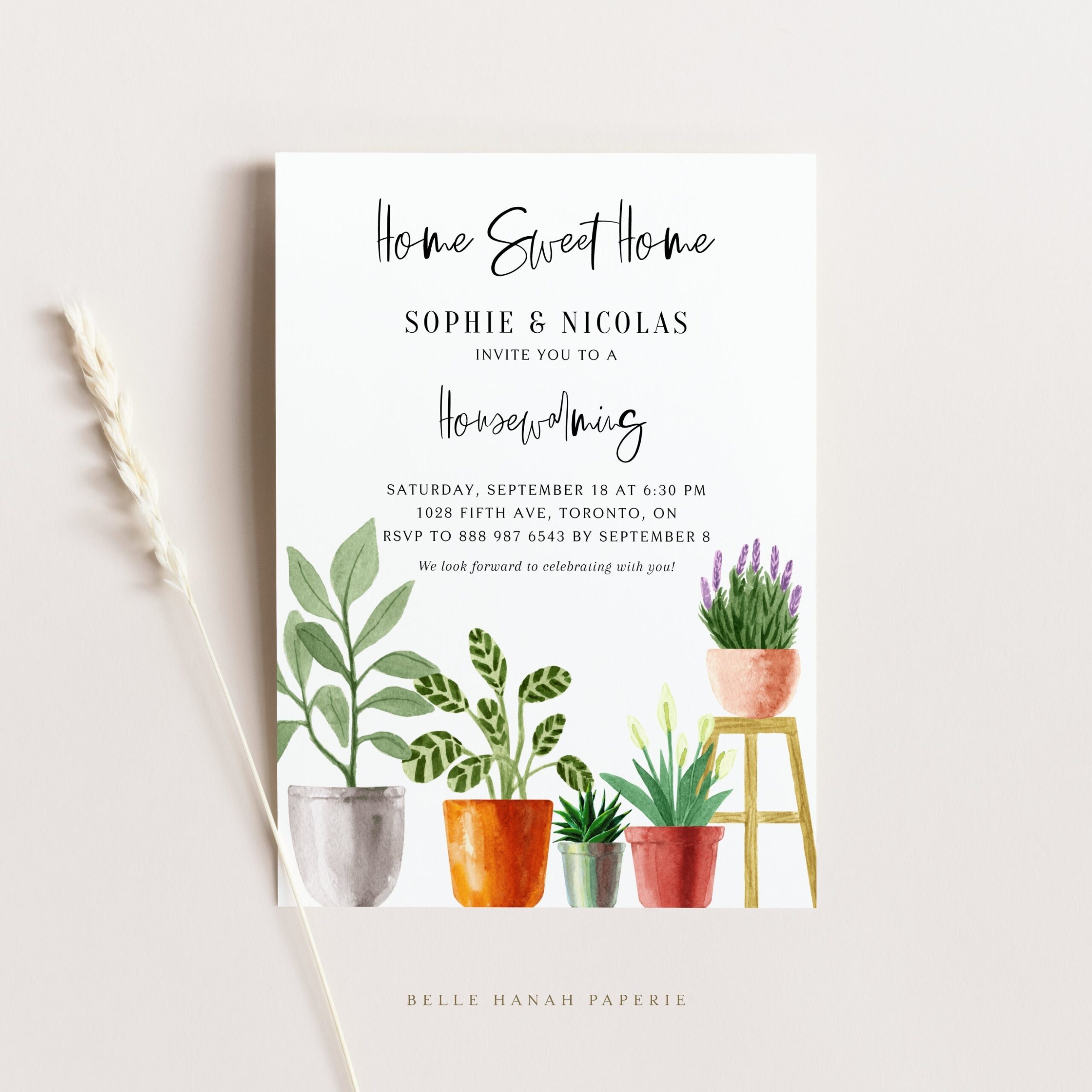 Printable Housewarming Invitation Template DIY Watercolor Potted Indoor Plants Housewarming Party Evite Editable Invitation IP78 Etsy