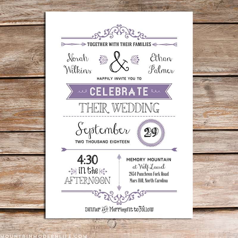 Printable Lavender DIY Wedding Invitation Set