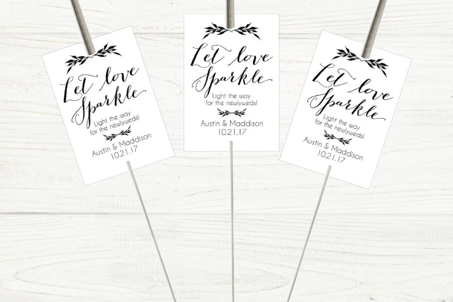 Printable Let Love Sparkle Tags For Sparklers White Classic