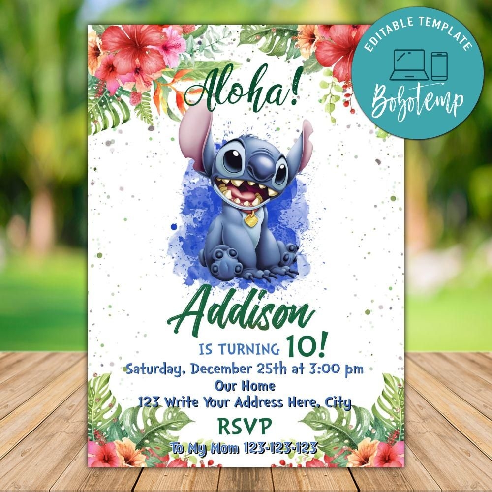 Printable Lilo And Stitch Luau Invitation Templates DIY