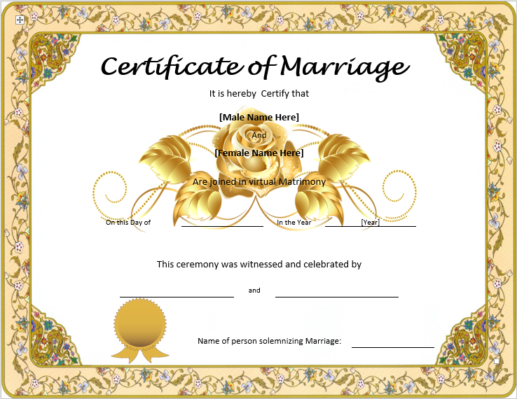 Printable Marriage Certificate Templates 10 Editable Designs Templates 