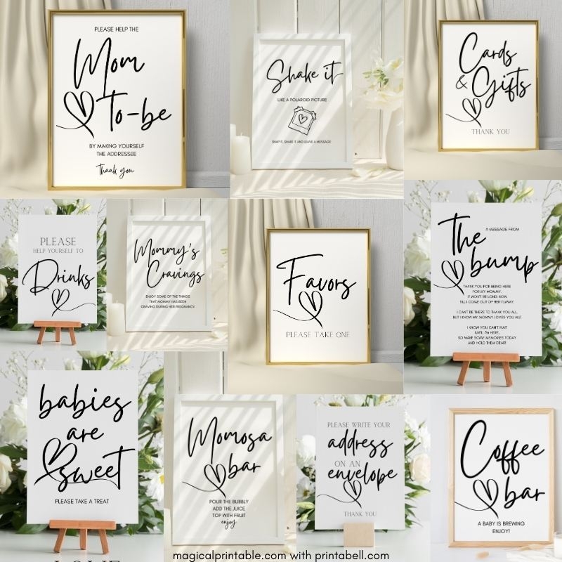 Printable Modern Wedding Baby Shower Bridal Shower Signs Instant Download