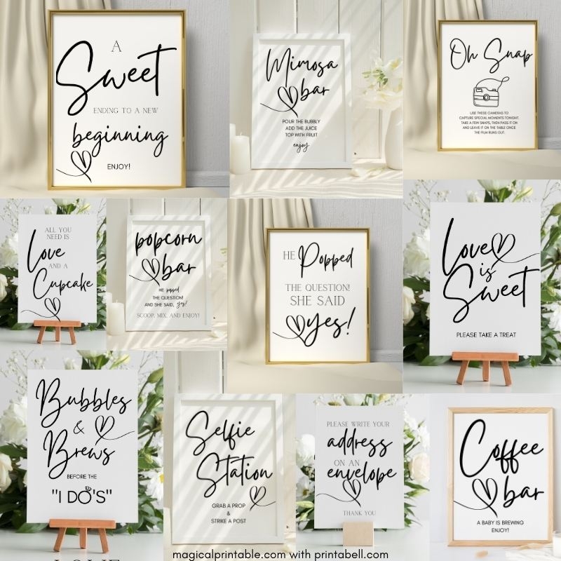 Printable Modern Wedding Baby Shower Bridal Shower Signs Instant Download