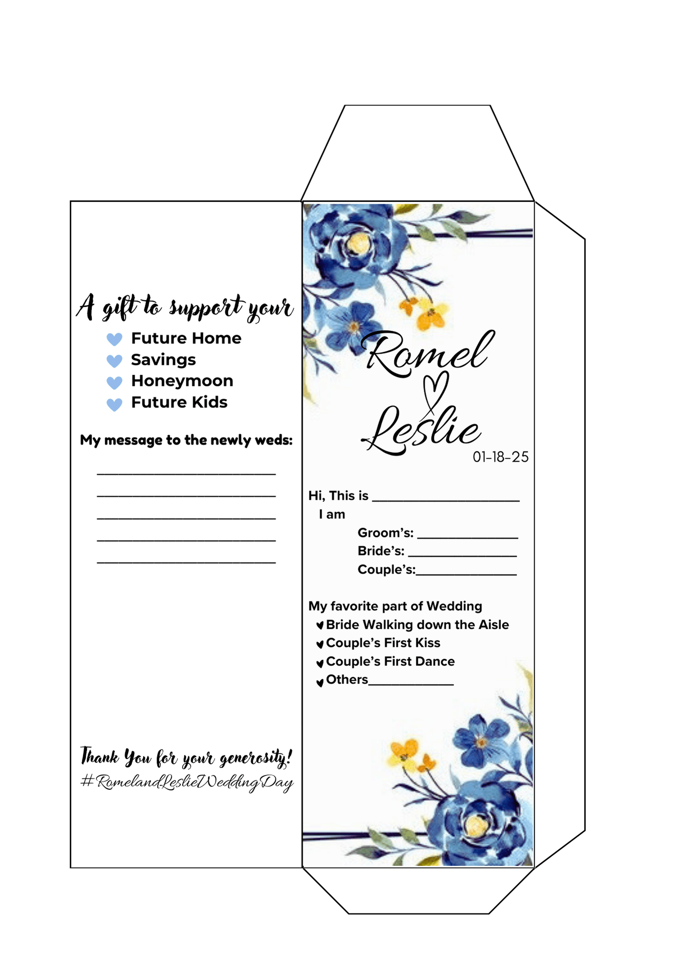 Printable Money Wedding Envelope Template By Leslie16 Raket PH