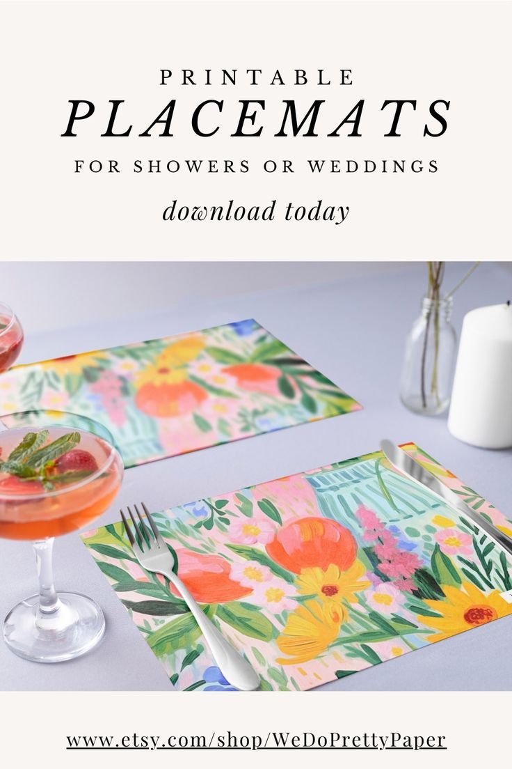 Printable Painted Floral Placemat Templates For Bridal Shower And Wedding