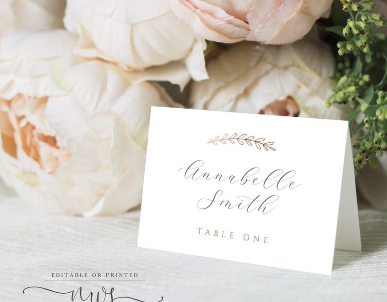 Printable Place Cards Wedding Escort Card Template Editable Etsy