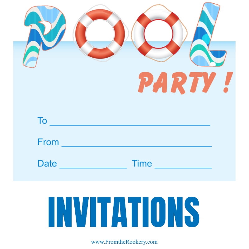 Printable Pool Party Invites