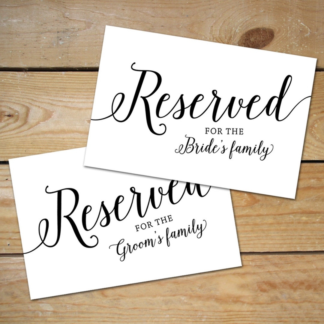 Printable Reserved Sign Wedding Reserved Table Sign Reserved Seat 