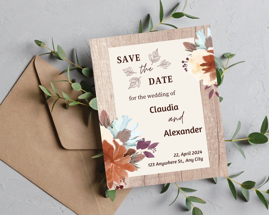 Printable Rustic Wedding Invitation Card Rustic Invitation Etsy
