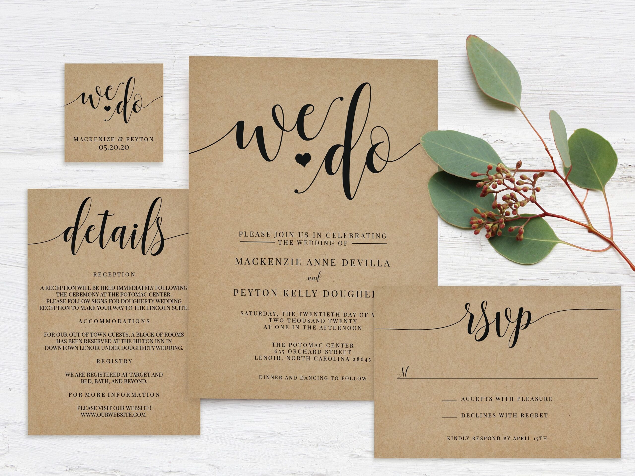 Printable Rustic Wedding Invitation Templates