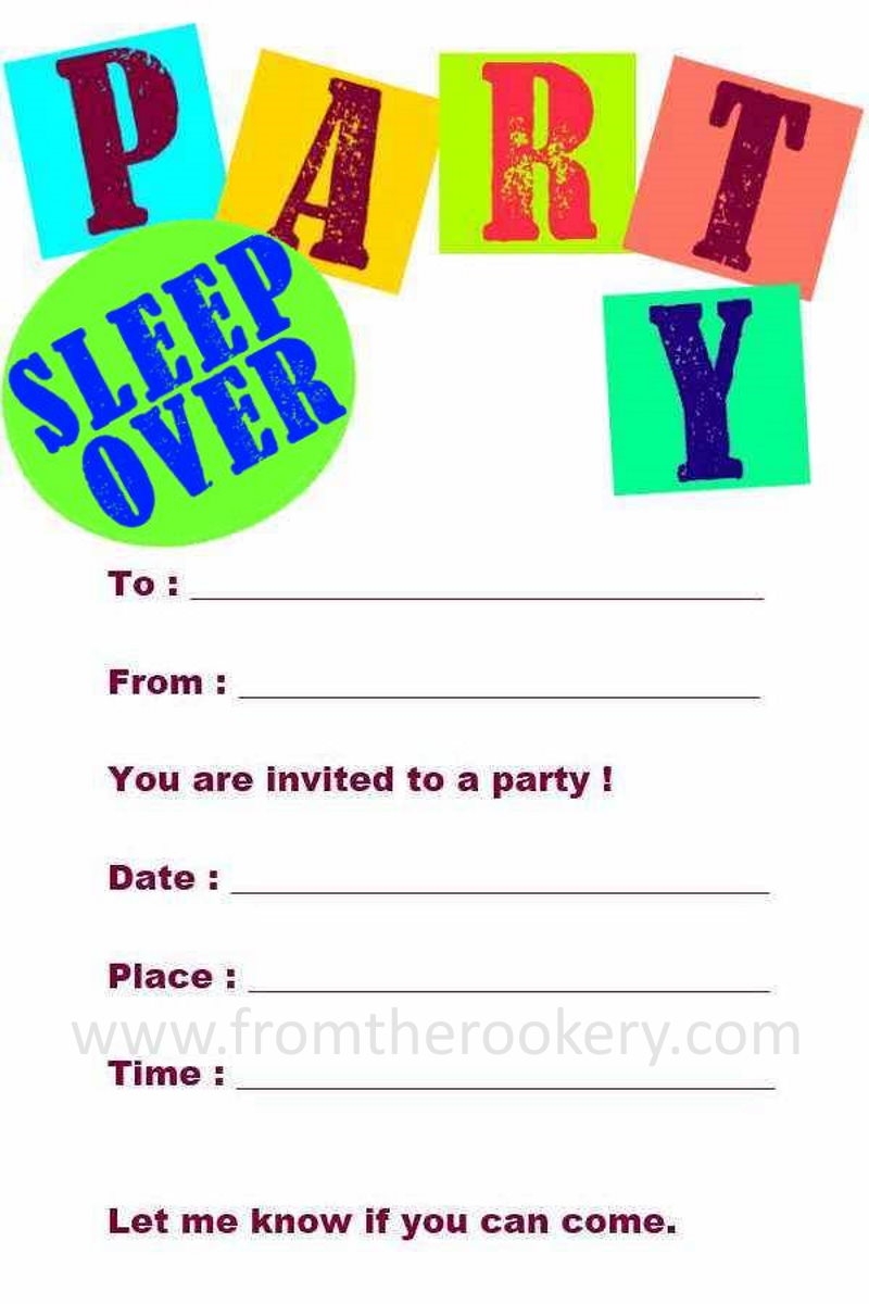 Printable Sleepover Invitations Worksheets Library