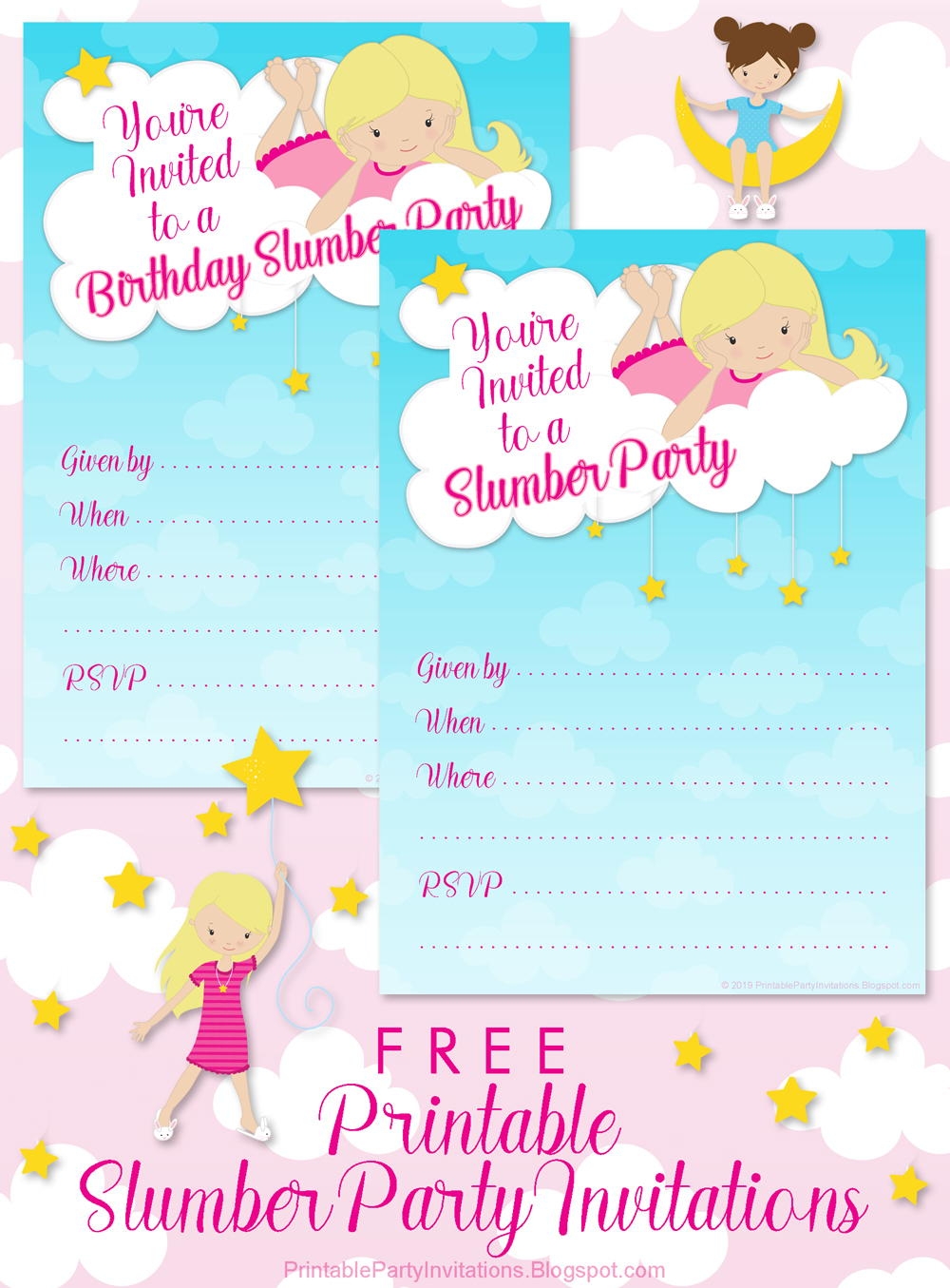 Printable Slumber Party Invitations AllFreePaperCrafts Worksheets Library
