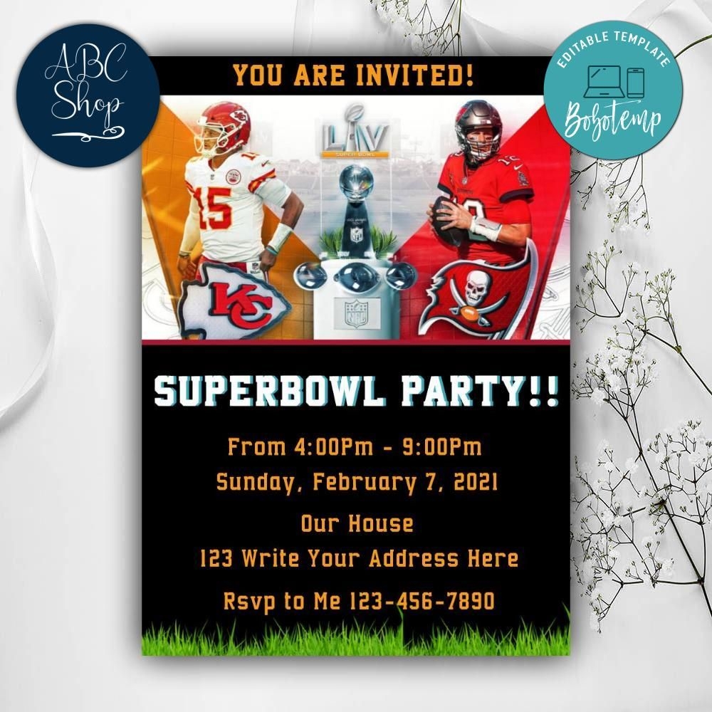 Printable Superbowl Party Invites Instant Download