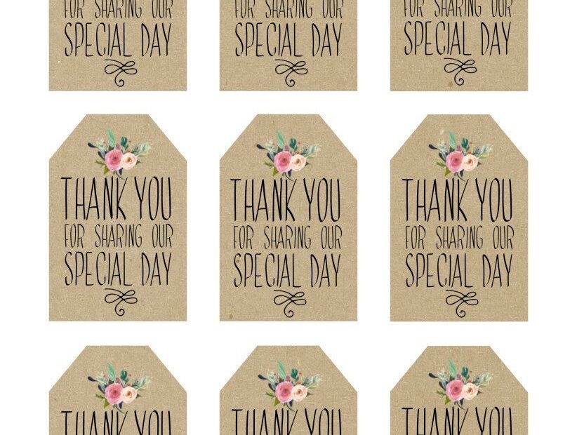 Printable Thank You Tags For Favors