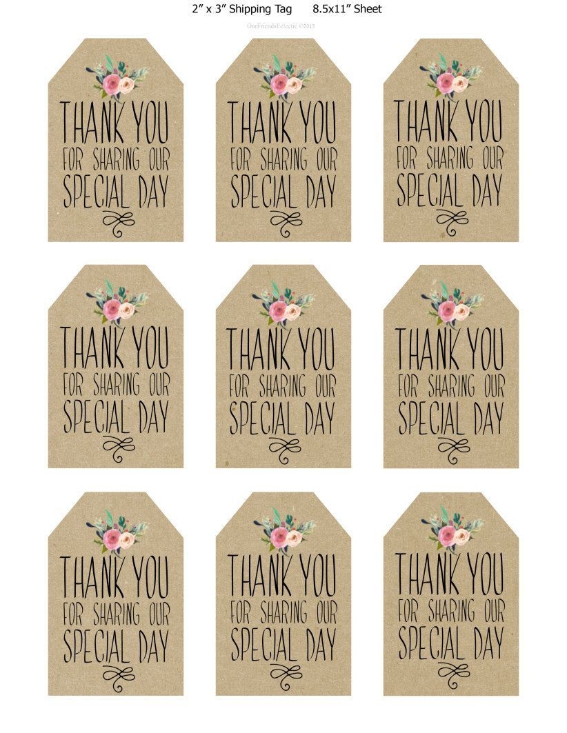 Printable Thank You Tags For Favors