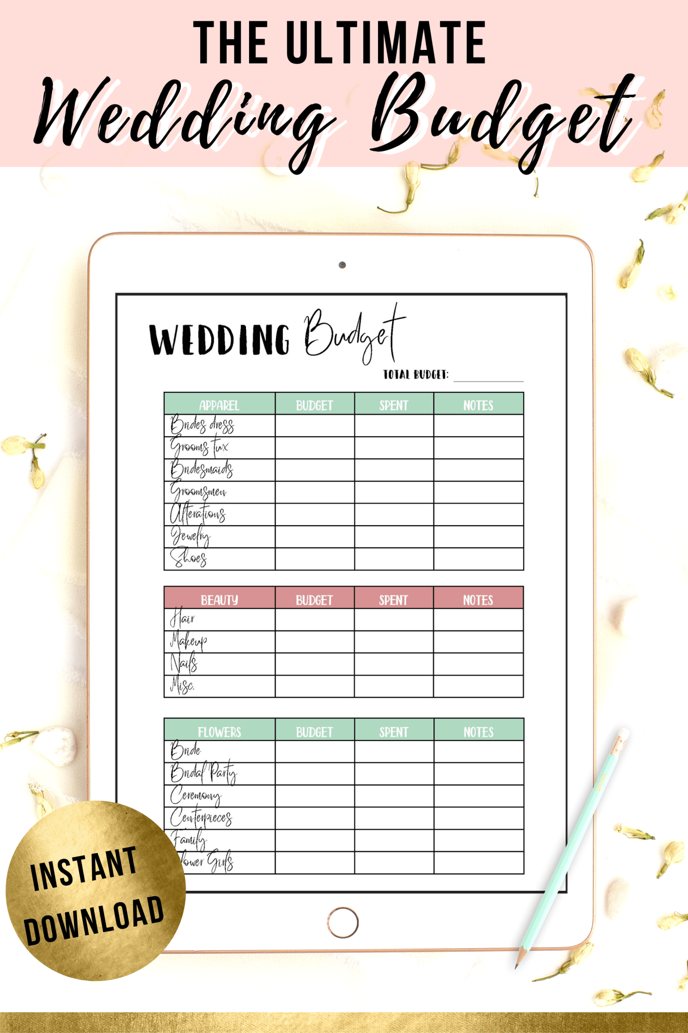 Printable Wedding Budget Breakdown Printable Calendars AT A GLANCE