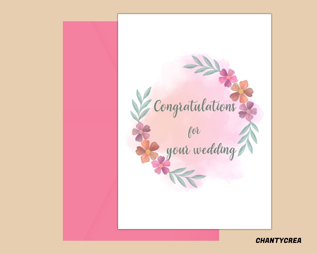 Printable Wedding Congratulations Card Wedding Congrats Card 