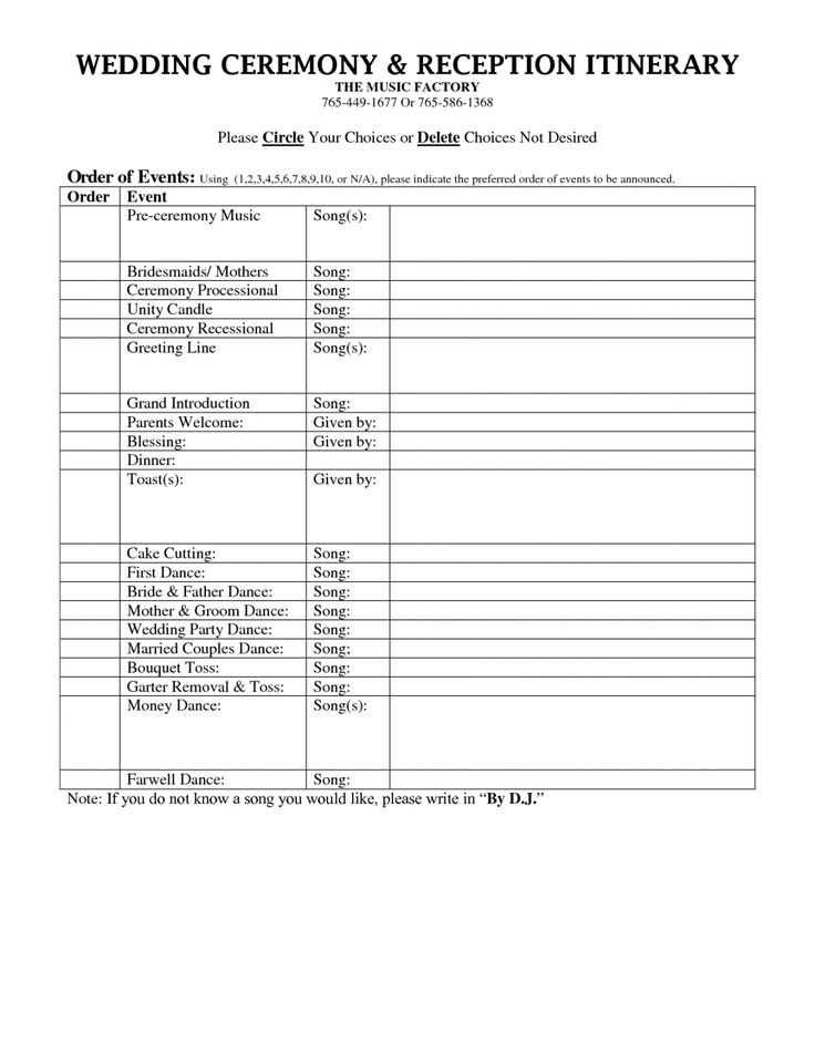 Printable Wedding Dj Checklist Template Printable Word Searches