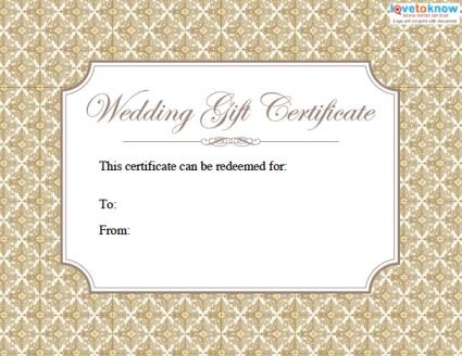 Printable Wedding Gift Certificates LoveToKnow