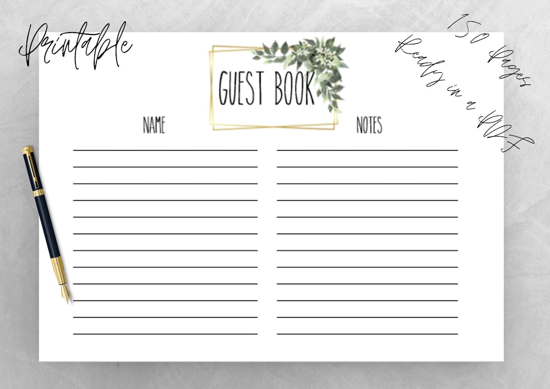 Printable Wedding Guest Book Pages wedding Guest Book guest Book 