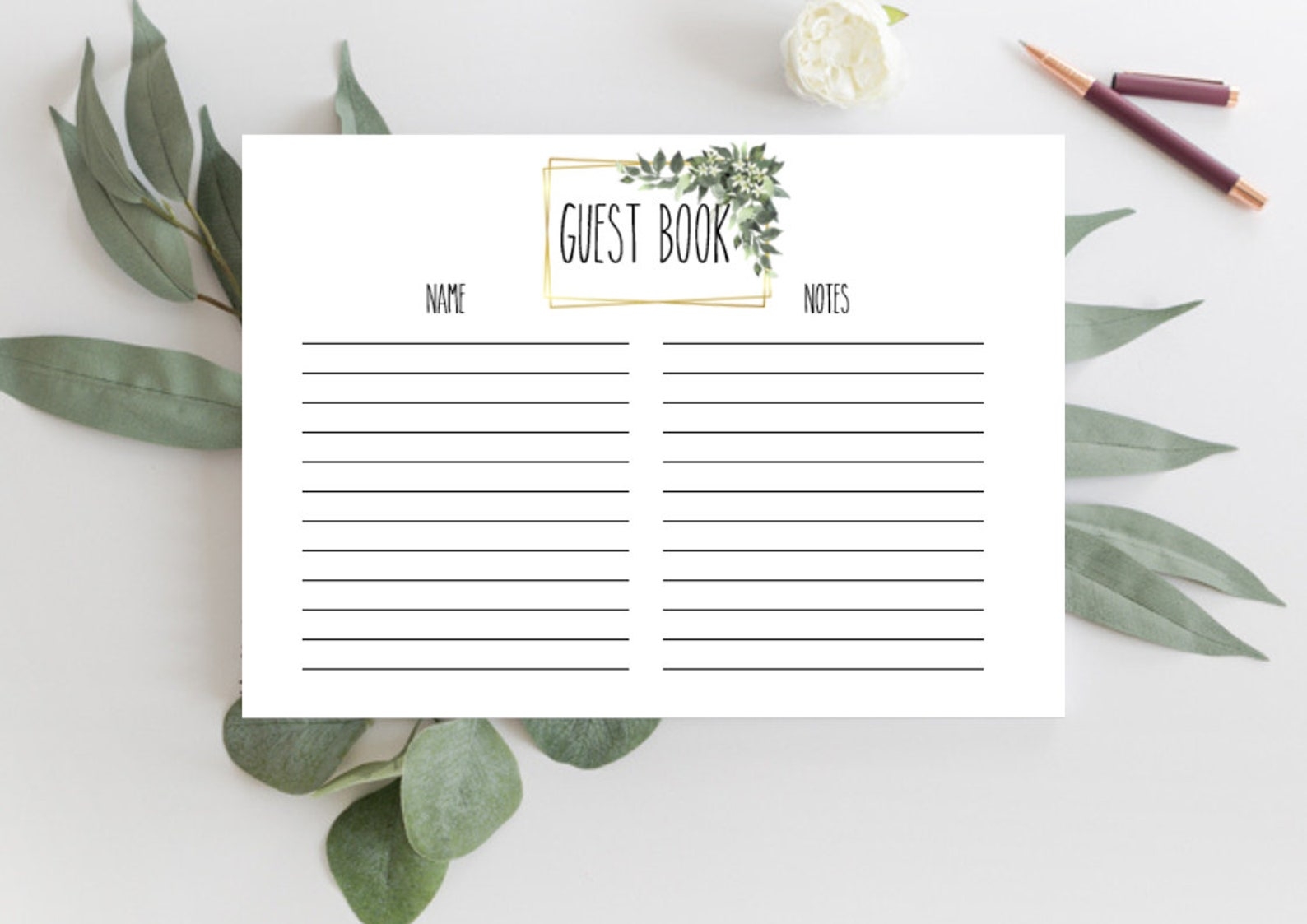 Printable Wedding Guest Book Pages wedding Guest Book guest Etsy