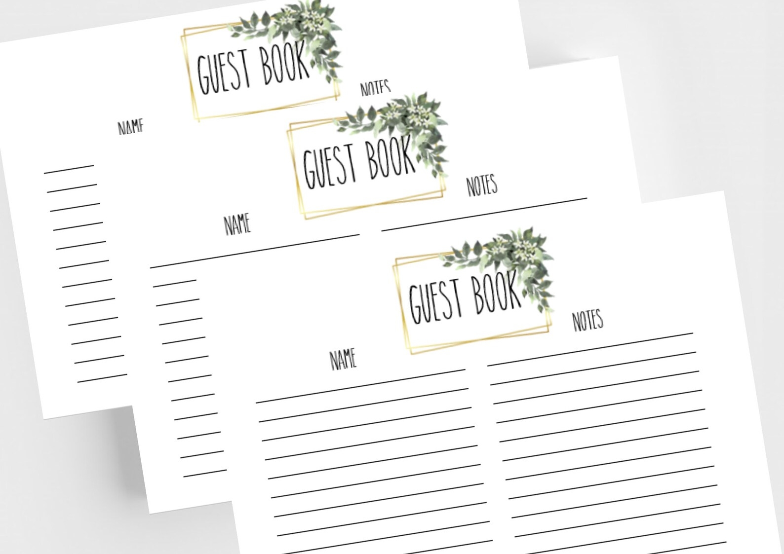 Printable Wedding Guest Book Pages wedding Guest Book guest Etsy
