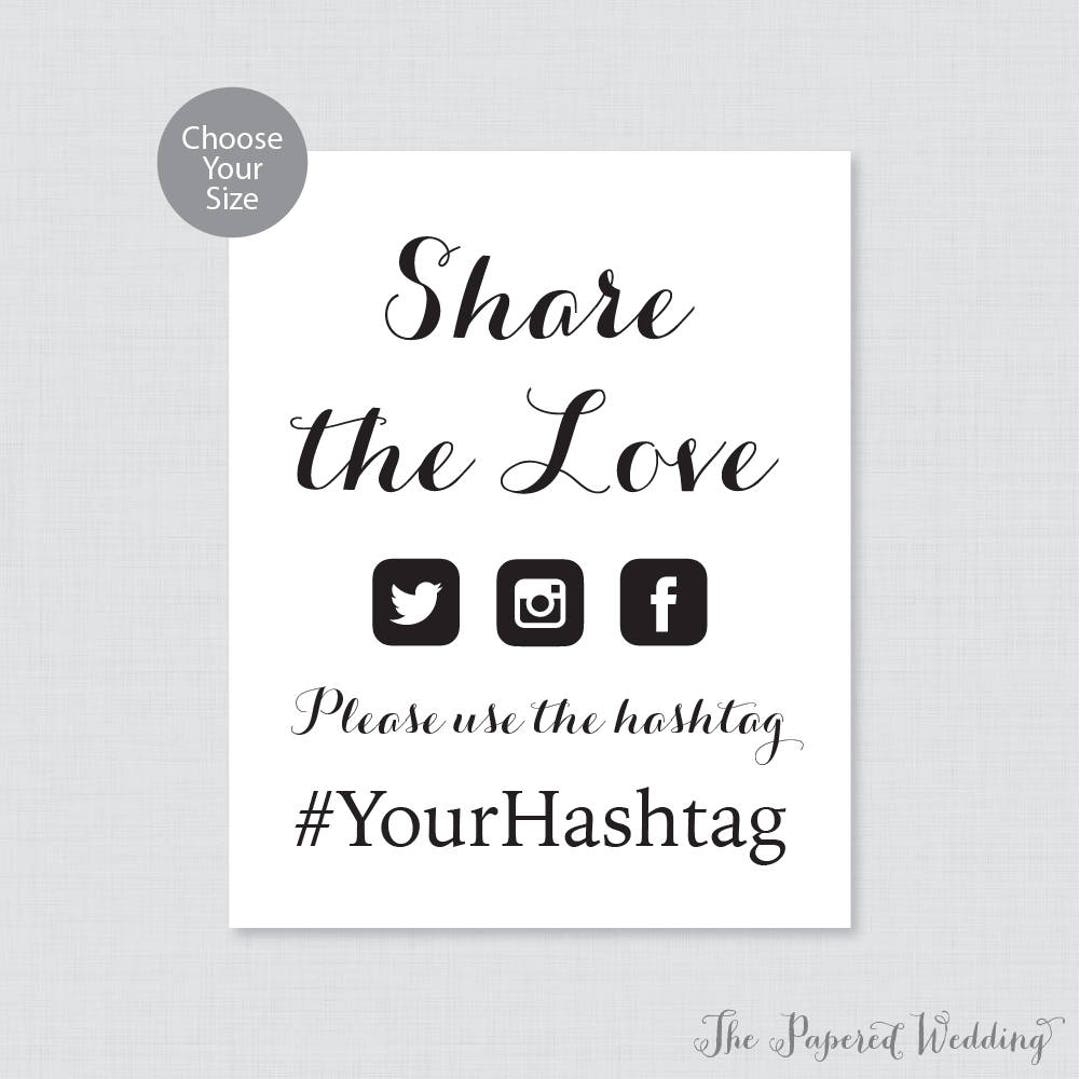 Printable Wedding Hashtag Sign Black And White Wedding Hashtag Sign 