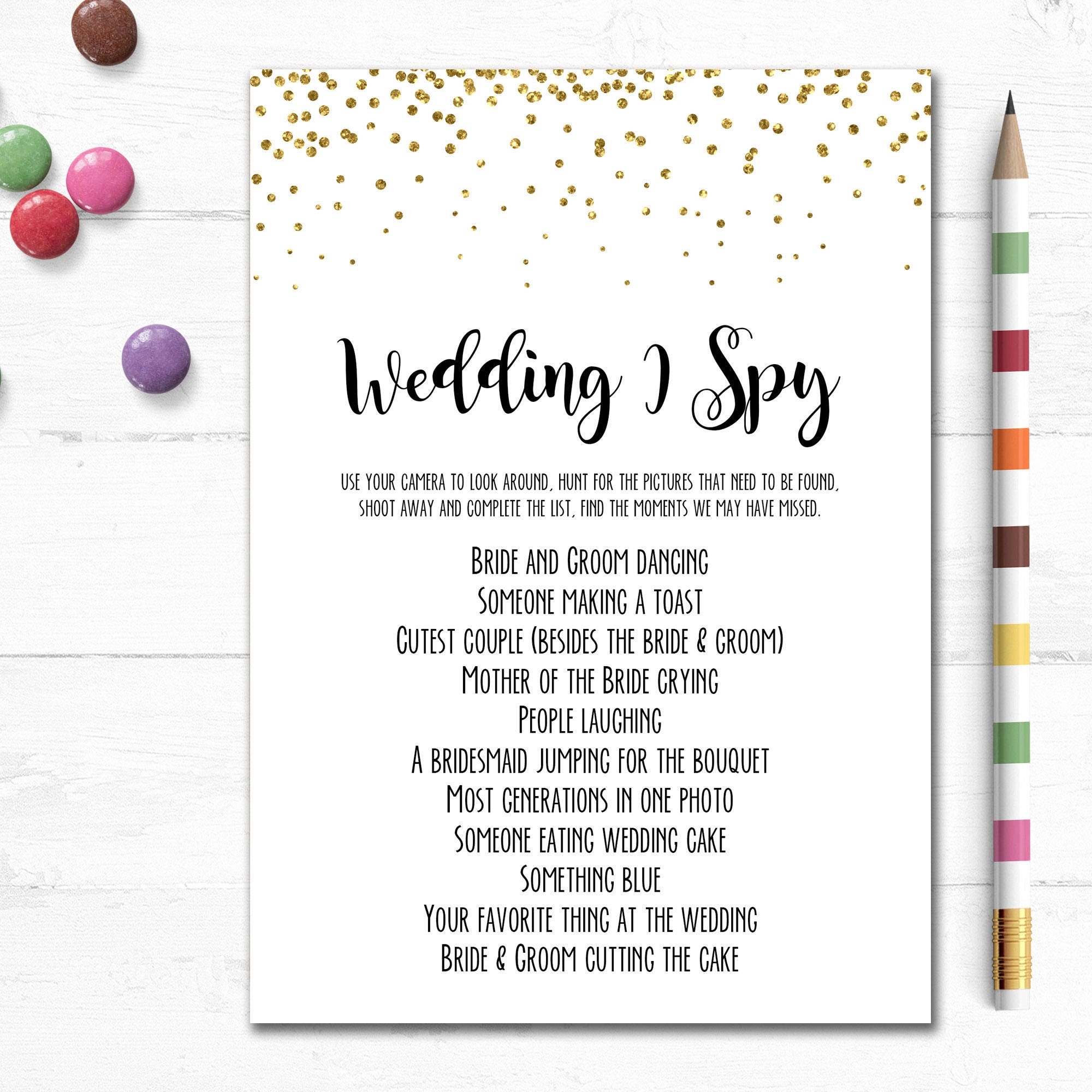 Printable Wedding I Spy Game Take A Picture Reception Game Etsy