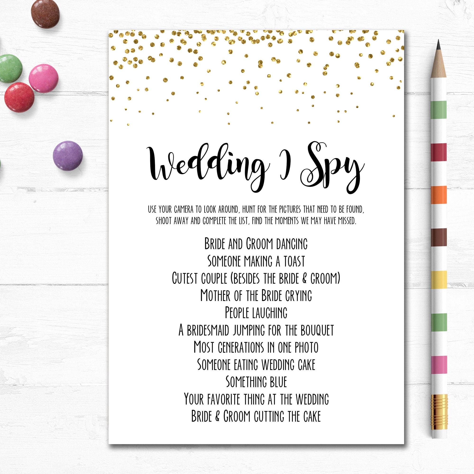 Printable Wedding I Spy Game Take A Picture Reception Game Etsy