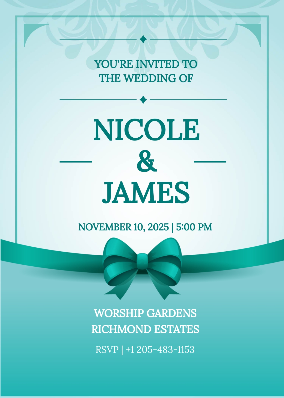 Printable Wedding Invitation Template Edit Online Download Example 