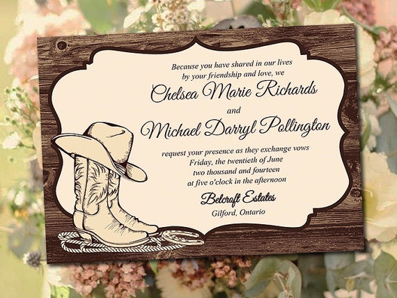 Printable Wedding Invitation Template quot Country Western quot Printable 