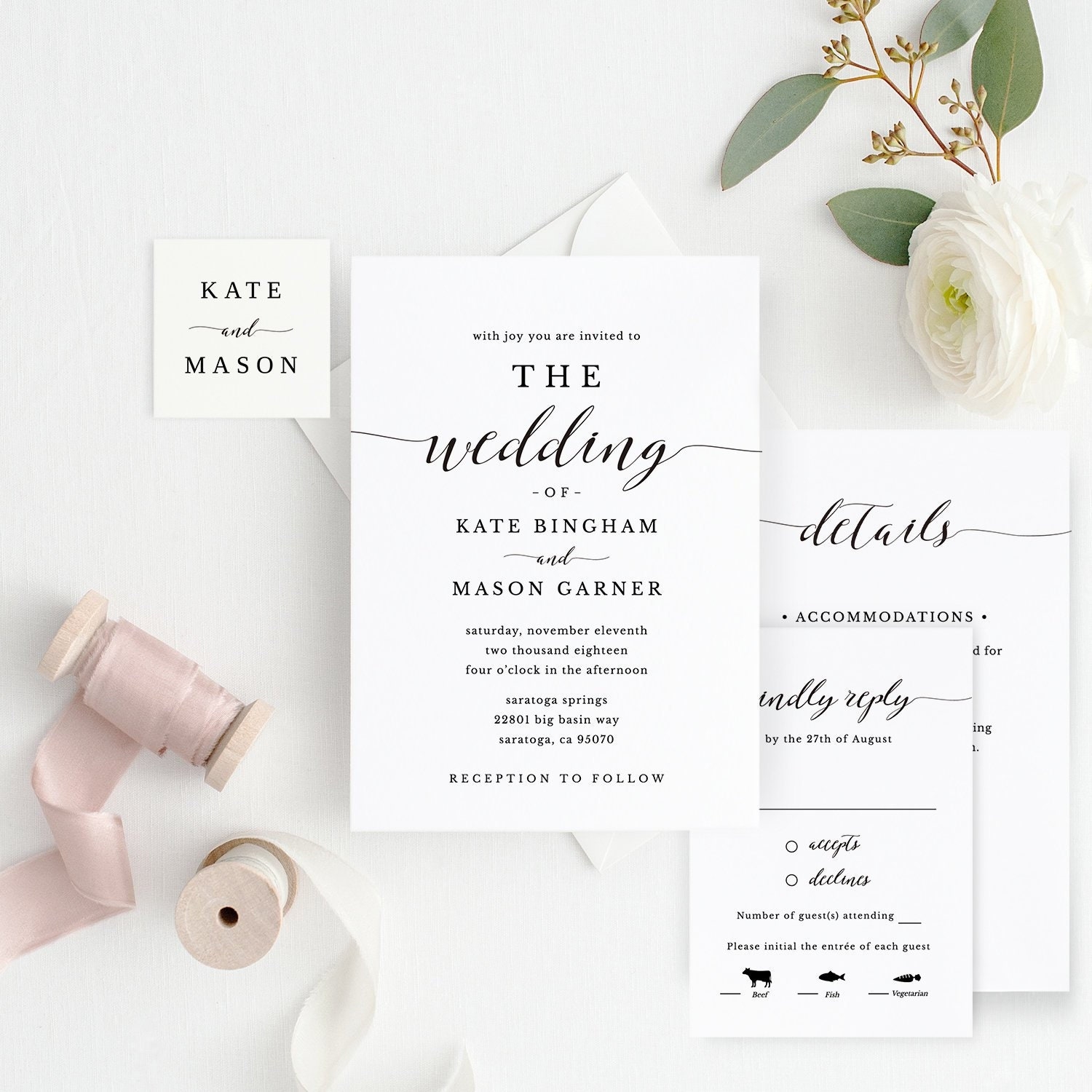 Printable Wedding Invitation Template Wedding Invitation Set DIY 