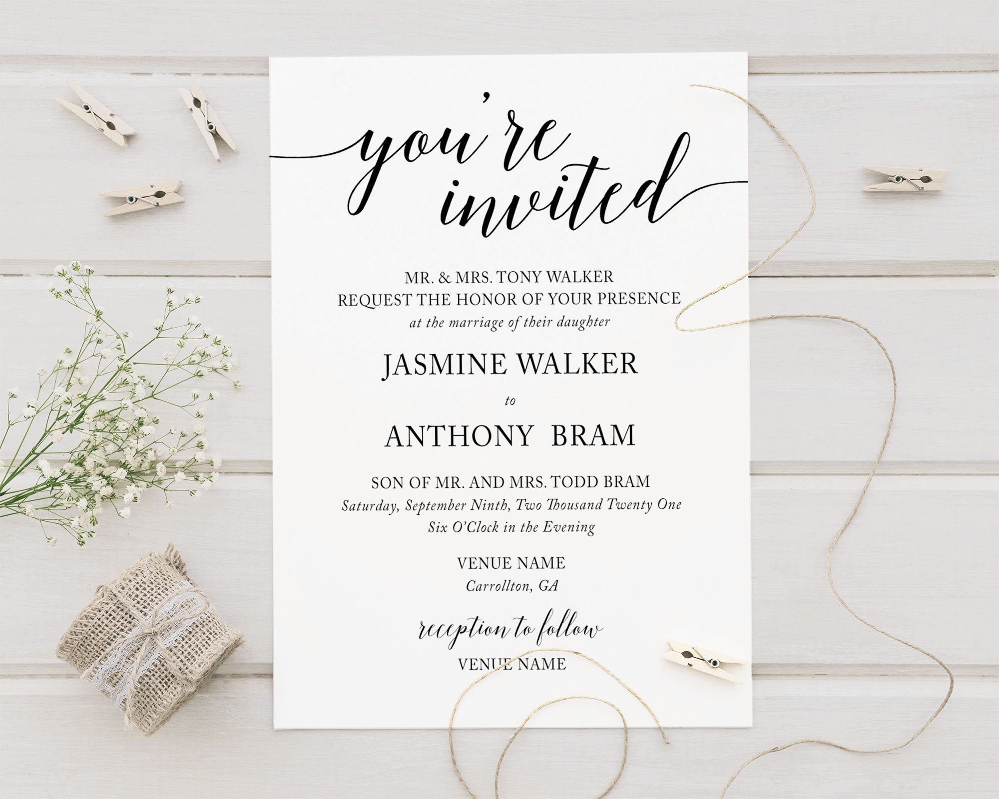 Printable Wedding Invitations And Rsvp Cards Prntbl 
