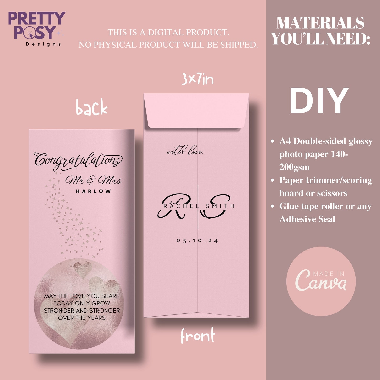Printable Wedding Money Envelope Wedding Money Gift Holder Cash 