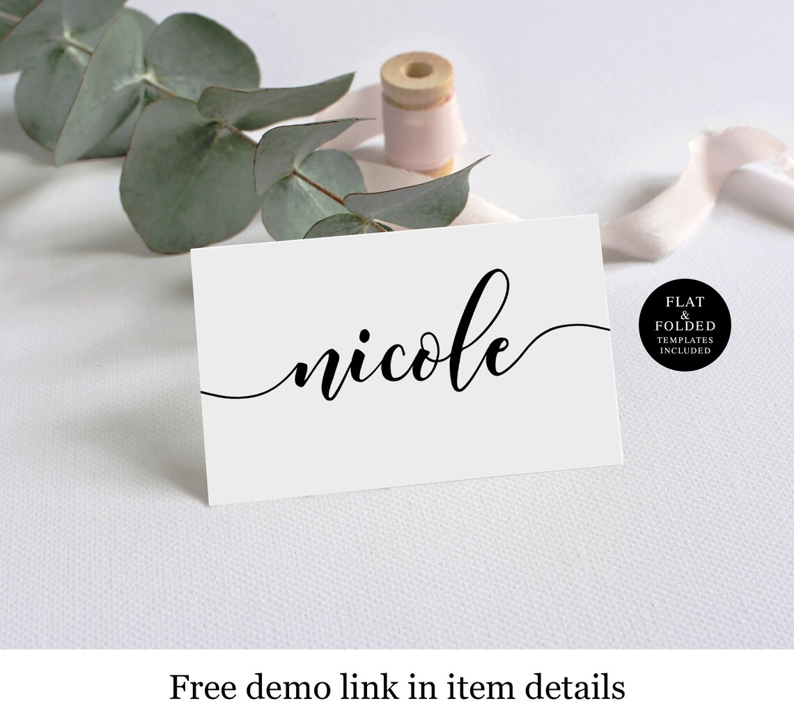 Printable Wedding Name Cards Template Digital Download 100 Etsy