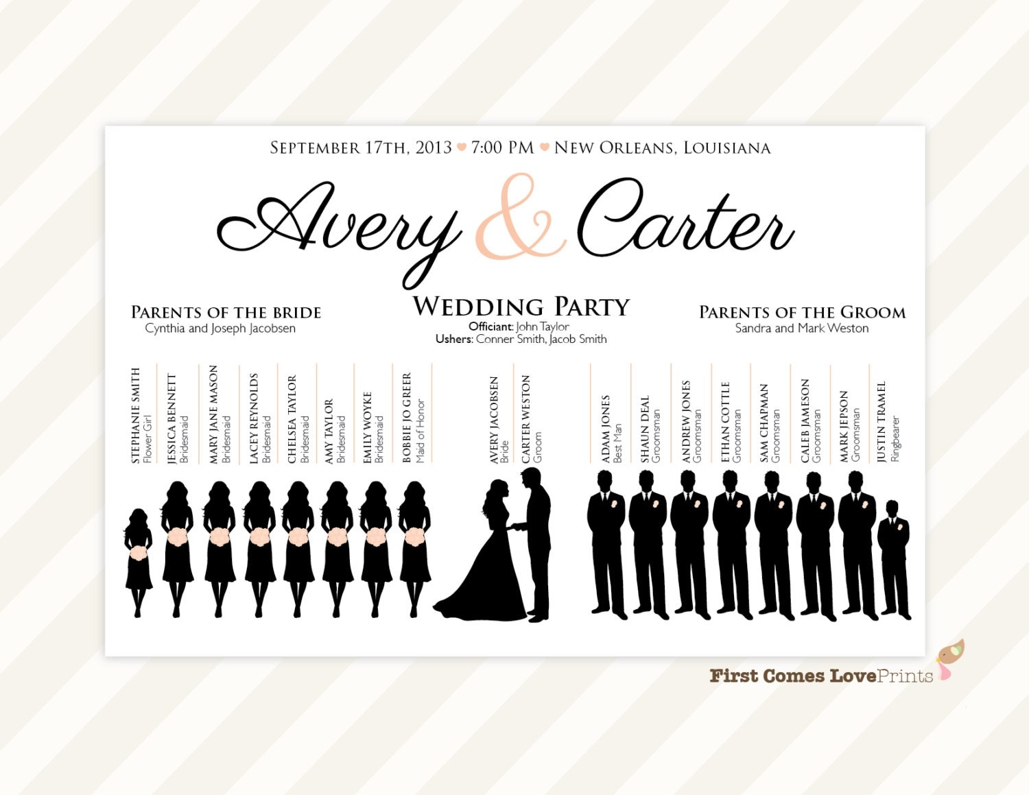 Printable Wedding Party Lineup Template