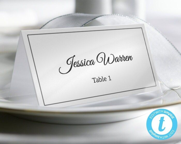 Printable Wedding Place Card Template DIY Editable Place Card Script 
