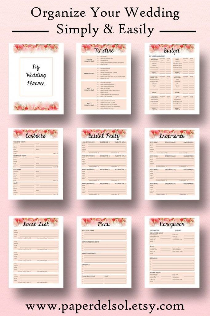 Printable Wedding Planner Book