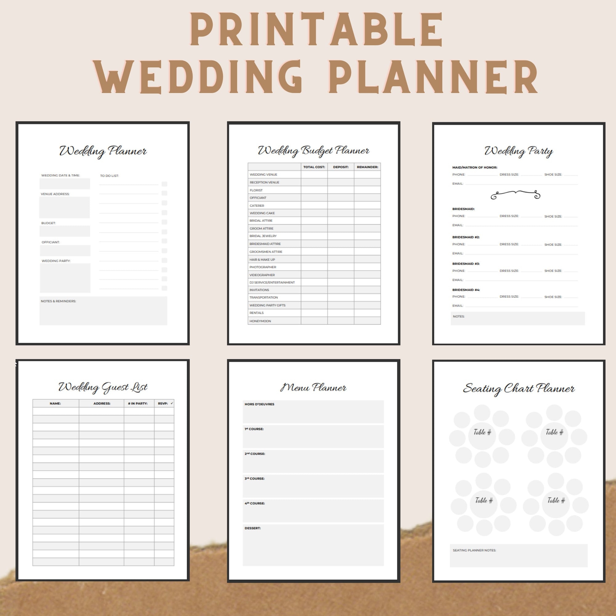 Printable Wedding Planner Kit For Organizing Your Dream Wedding
