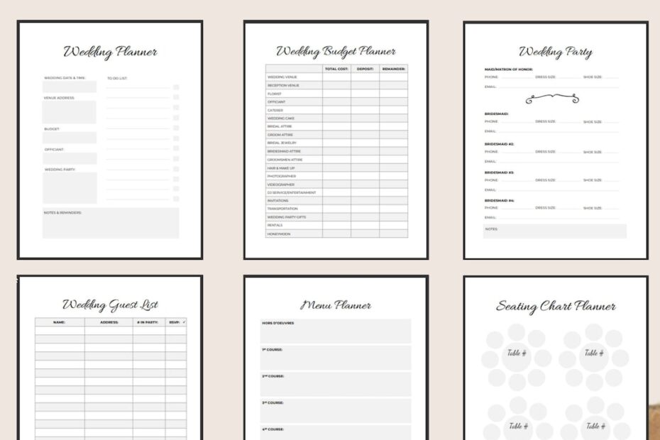 Printable Wedding Planner Kit For Organizing Your Dream Wedding Etsy