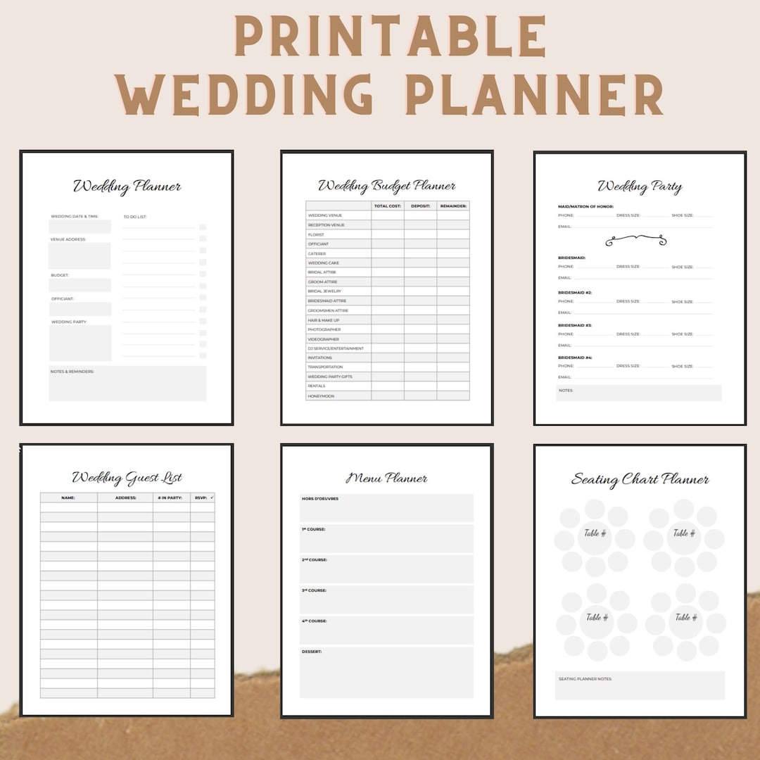 Printable Wedding Planner Kit For Organizing Your Dream Wedding Etsy