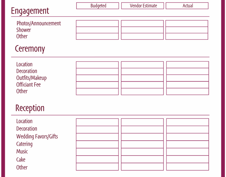 Printable Wedding Planner Worksheets Printable Worksheets