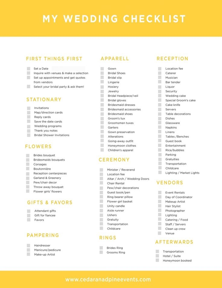 Printable Wedding Planning Checklist For Diy Brides