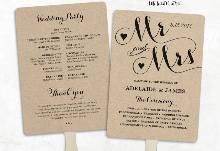 Printable Wedding Program Template Fan Wedding Program Cheap DIY