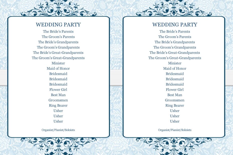 Printable Wedding Program Template Free