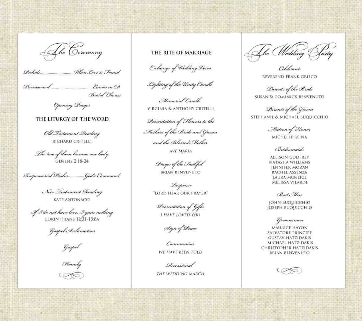 Printable Wedding Program Templates