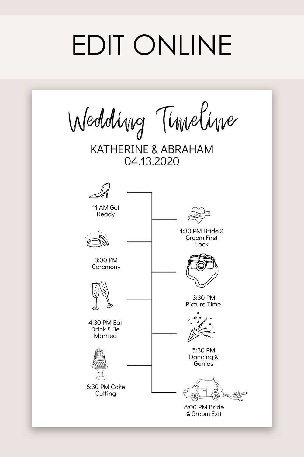 Printable Wedding Reception Timeline