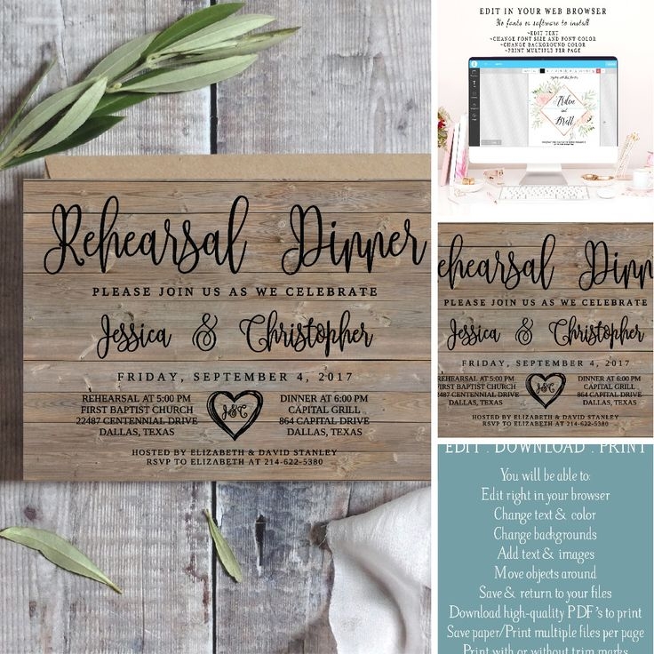 PRINTABLE Wedding Rehearsal Dinner Invitation Template Printable 