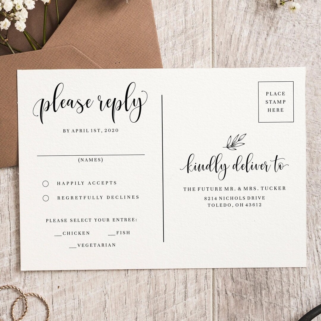 Printable Wedding RSVP Card Template RSVP Invitation Insert 